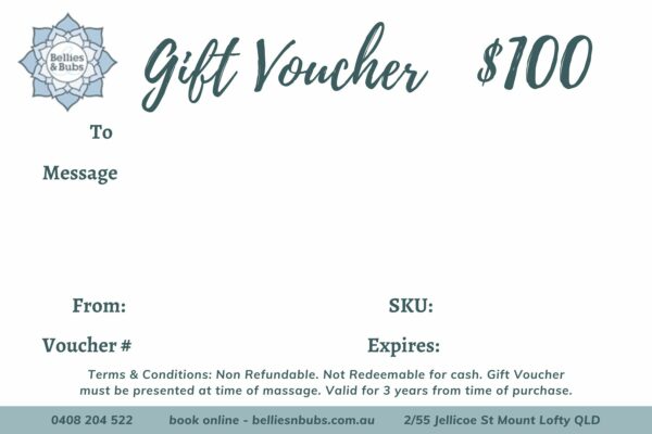 Massage Gift Voucher $100 Toowoomba